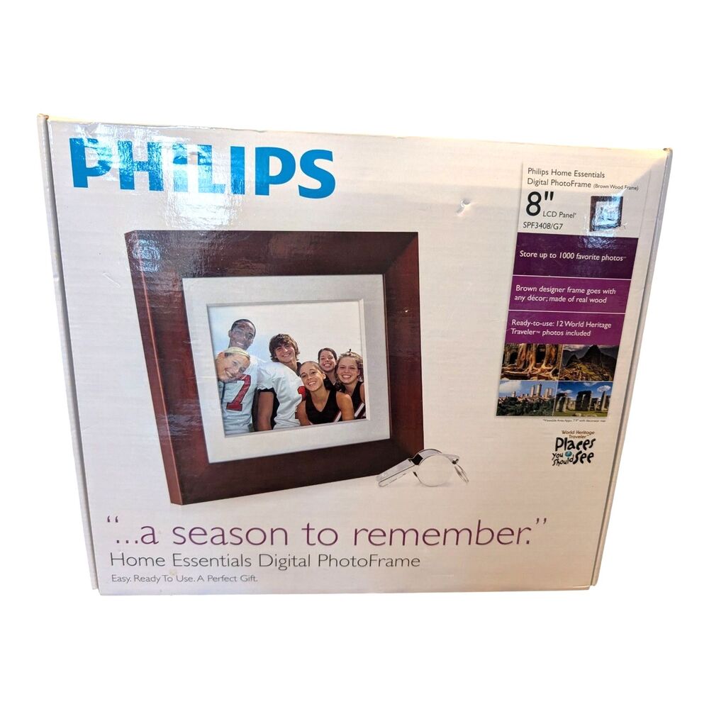 Philips Photo Brown Frame 8” inches LCD Panel Digital Frame Stores 1000 photos